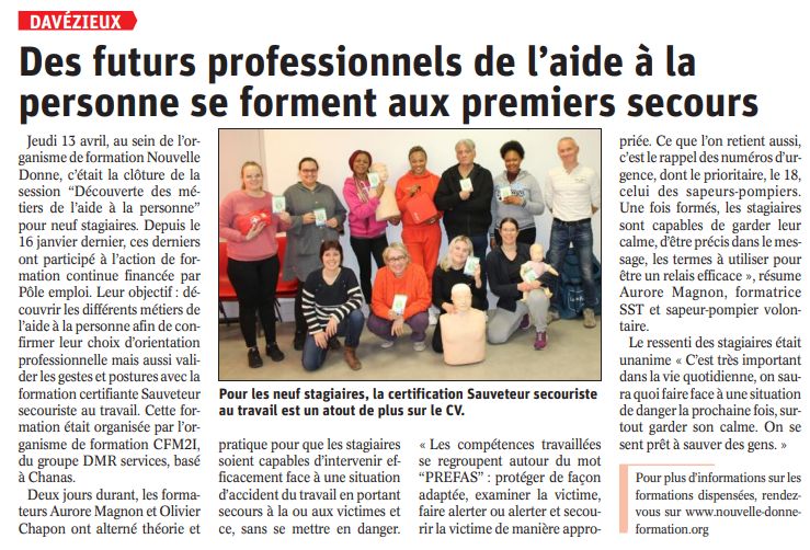 SST FORMATIONS NOUVELLE DONNE CFM2I CHANAS ANNONAY DMR SERVICES